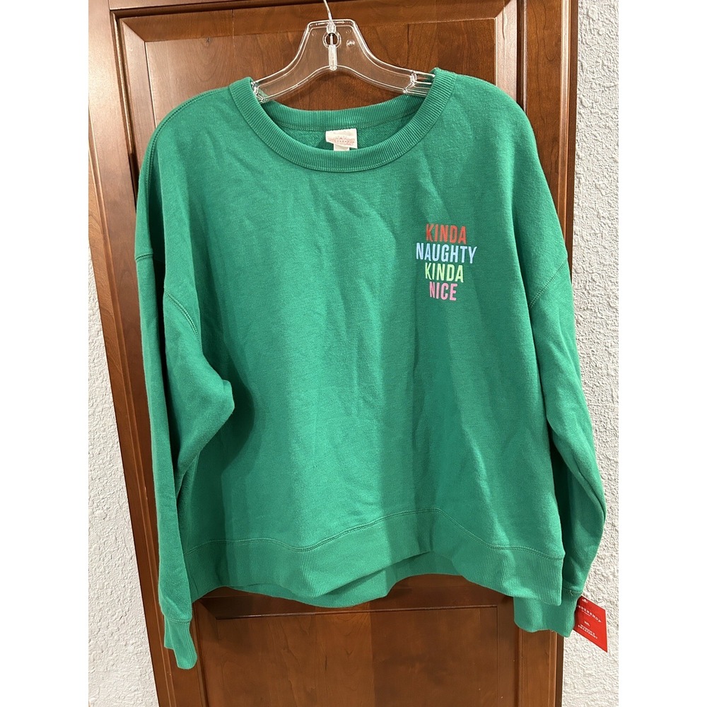 Women's Kinda Naughty Kinda Nice Matching Family Sweatshirt Wondershop Green XXL
